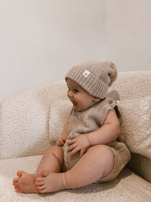 luna-luca-cable-knit-summer-romper-heather-beige Luna and Luca Newborn Baby Clothes